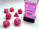 Chessex dobbelstenen set, 7 polydice, Opaque pink w/white