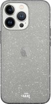xoxo Wildhearts siliconen glitter hoesje - Sparkle Away Black - Siliconen hoesje geschikt voor iPhone 13 Pro Max - Shockproof case met glitters - Glitter hoesje zwart