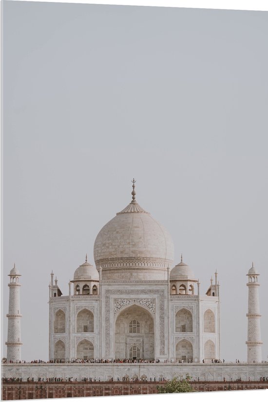WallClassics - Acrylglas - Moskee Taj Mahal - India - 80x120 cm Foto op Acrylglas (Wanddecoratie op Acrylaat)