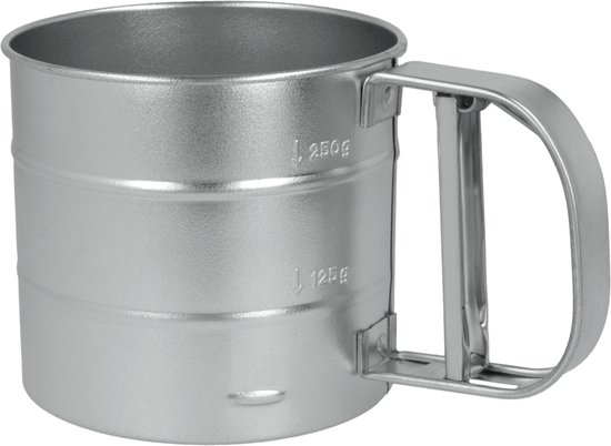 Tamis à Farine Manuel En Inox – Avec Mesure Intégrée – Pour Farine Et Sucre Glace – Facile à Nettoyer – Idéal Pâtisserie