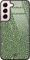 Casimoda® hoesje - Geschikt voor Samsung Galaxy S22 - Green Dots - Luxe Hard Case Zwart - Backcover telefoonhoesje - Groen