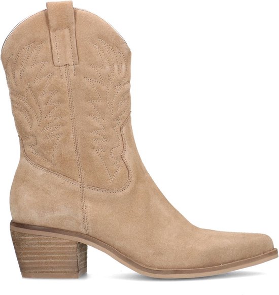 Manfield - Dames - Taupe suède cowboy laarzen - Maat 42 | bol.com
