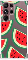 Smartphone hoesje Geschikt voor Samsung Galaxy S23 Ultra Telefoonhoesje met tekst met transparante rand Watermelons