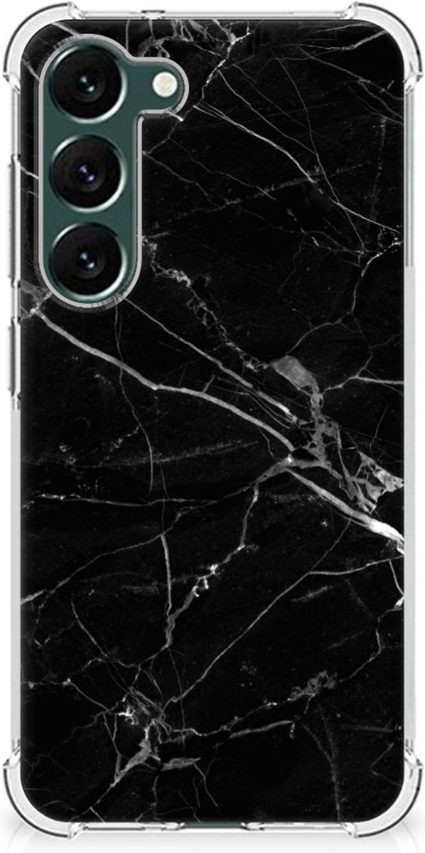 Samsung Galaxy S23 Plus Anti-Shock Hoesje Marmer Zwart - Origineel Cadeau Vader