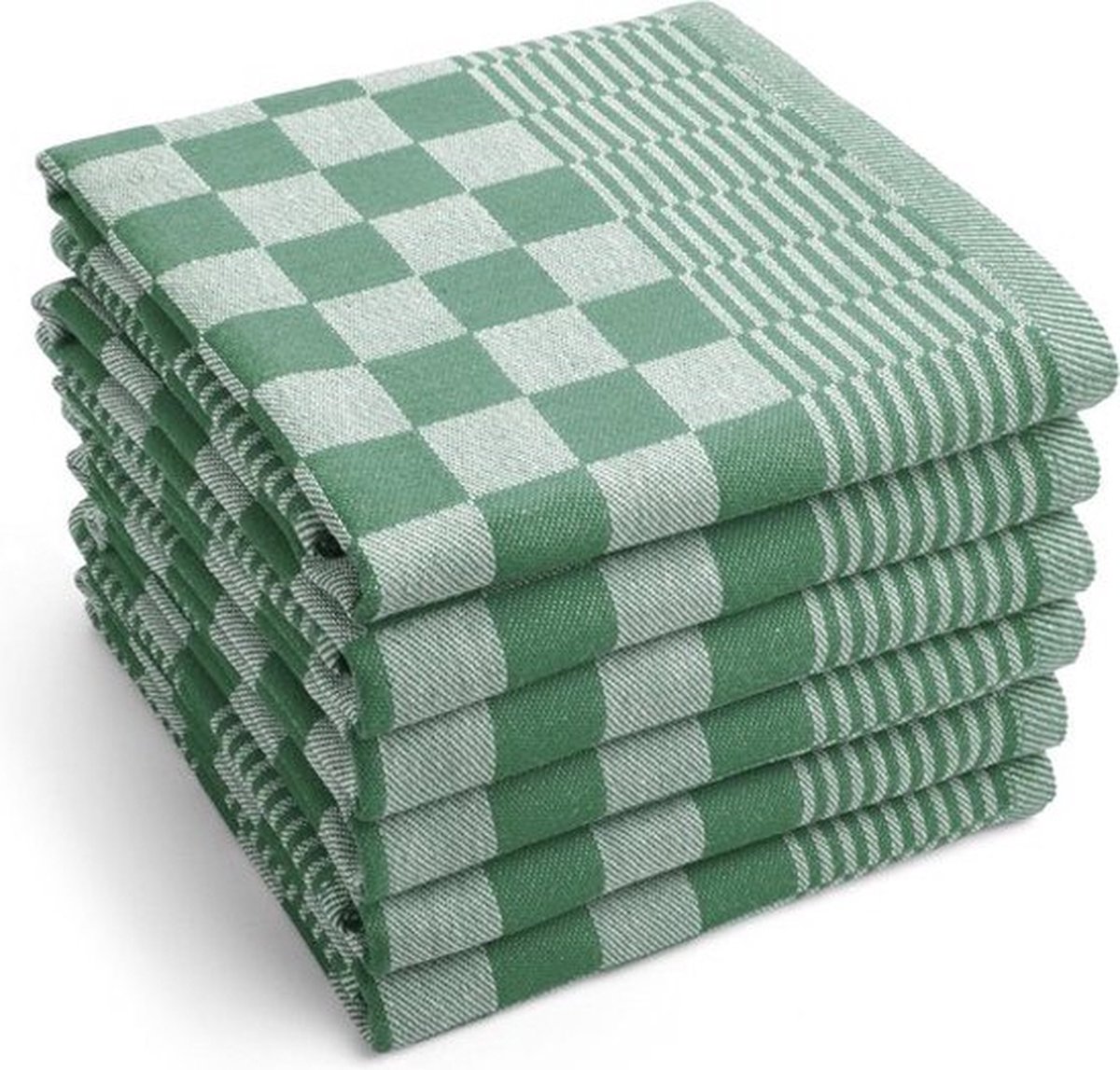Bol.com Theedoekenset Blok Groen - 65x65 – 6 stuks - Geblokt - Blokdoeken - 100% katoen - Horeca Theedoeken – vaatdoek – theedoe... aanbieding