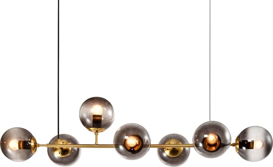 Design hanglamp goud met smoke glas - Sette