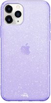 xoxo Wildhearts siliconen glitter hoesje - Sparkle Away Purple - Siliconen hoesje geschikt voor iPhone 11 Pro - Shockproof case met glitters - Glitter hoesje paars