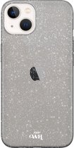 xoxo Wildhearts siliconen glitter hoesje - Sparkle Away Black - Siliconen hoesje geschikt voor iPhone 13 Mini - Shockproof case met glitters - Glitter hoesje zwart