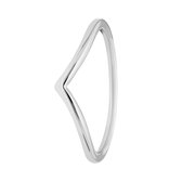Lucardi Dames Zilveren ring V-vorm rhodiumplated - Ring - 925 Zilver - Zilverkleurig - 18 / 57 mm