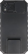 Premium Kwaliteit Anti Shock Hoesje - Back Cover - Camerawindow met Stand Functie - Geschikt voor iPhone XR - Zwart