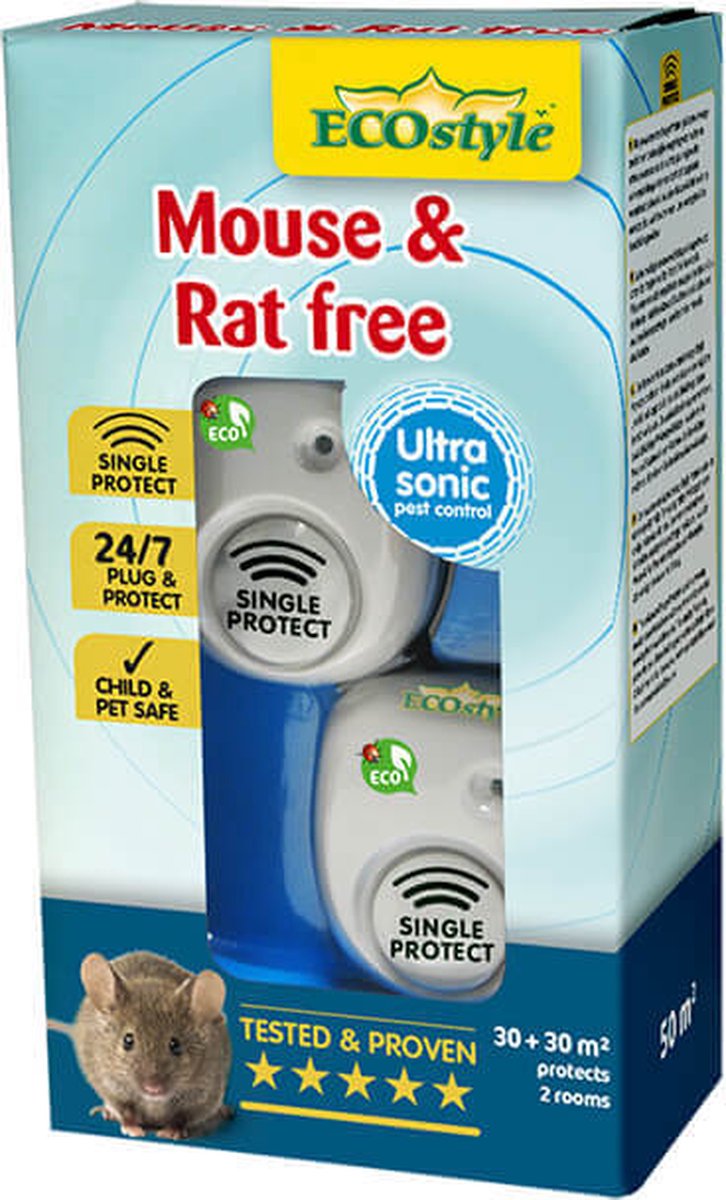ECOstyle Mouse & Rat Free Tegen Muizen en Ratten - Ecologisch, vriendelijk  & Hyienisch