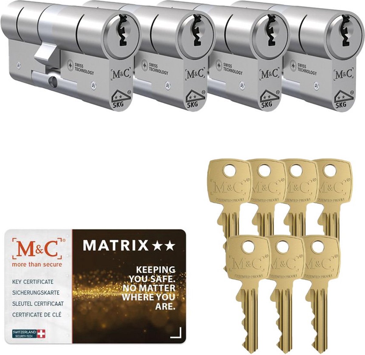 M&C Matrix SKG** cilinderslot gelijksluitende set van 4