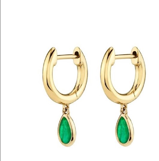 Drop earrings - Sparkle collection - Yehwang - Oorbellen - 2 x 1,10 cm - Goud/Groen