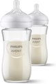 Philips Avent Natural Response Fles - 2 Flessen - 240 ml - 1+ maanden - Snelheid 3-speen - Glas - SCY933/02 - Babyflessen