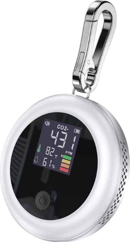 Therm La Mode CO2-detector, 3-in-1 Indoor Luchtkwaliteit Monitor Detecteert Kooldioxide Temperatuur en Vochtigheid, NDIR CO2-detector