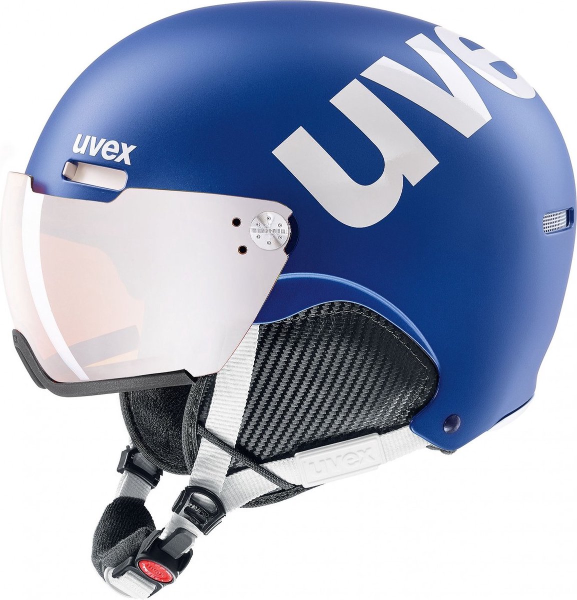 Uvex HLMT 500 Visor skihelm met vizier - blauw/wit - maat 55-59 cm - Uvex
