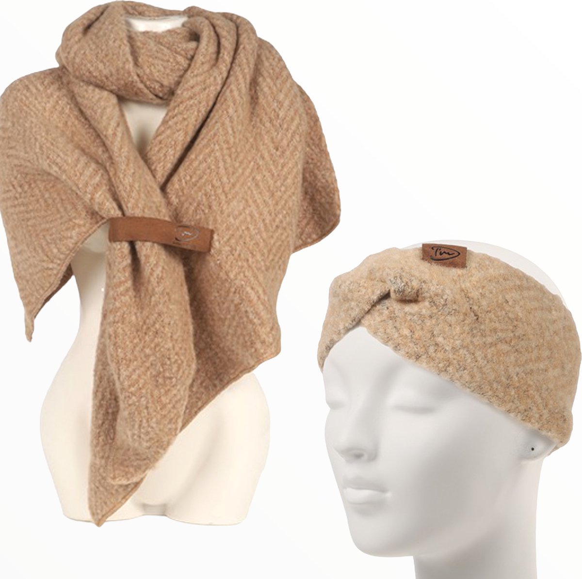 Hairpin.nu-Camel-melée-Haarband-sjaal-voordeelset-Hinterglemm