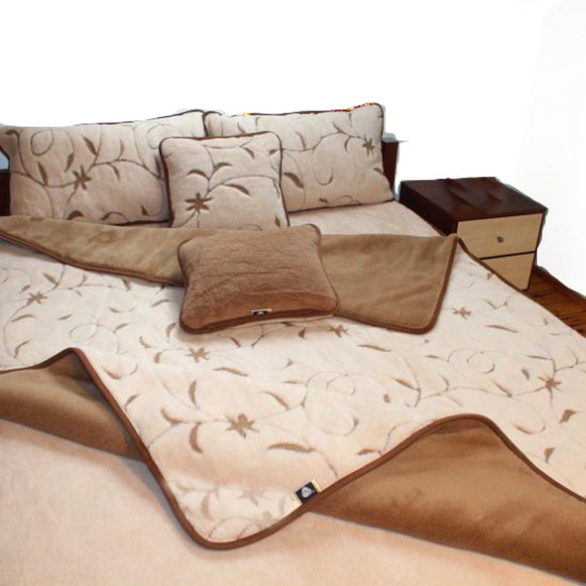 Wollen Deken 200x220cm 100% zuivere Australische Merino scheerwol DUBBELE DIKTE 2x450 g/m² Woolmark certificaat – Savannah Brown - Wasbaar en antiallergisch - ZACHT en WARM