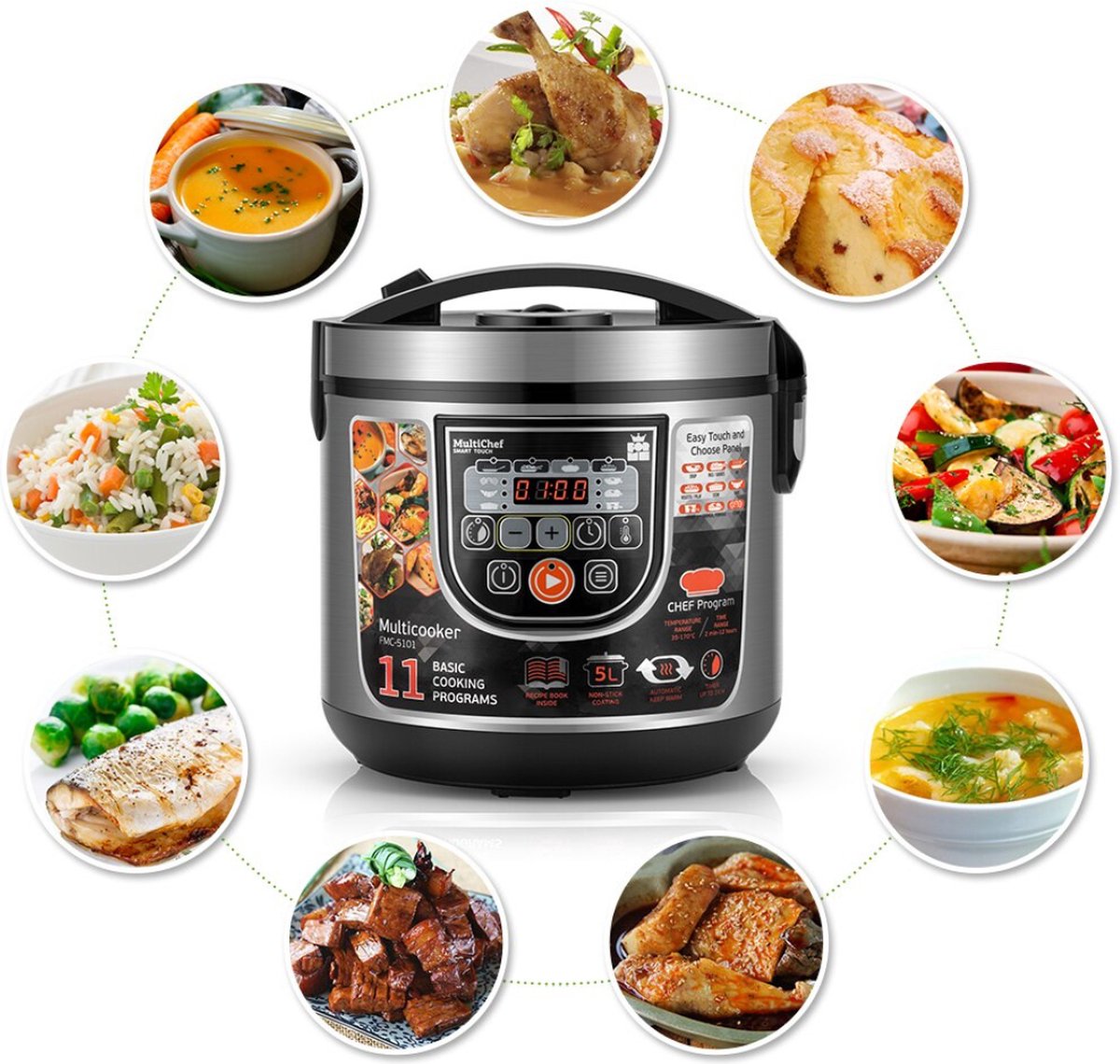 Bolture Multicooker - Slowcooker - Pressure Cooker Electrisch - 11 Kookfuncties - 5 Liter - 860W - Inclusief Kookboek – foto 3