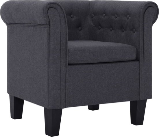 En.casa Kuipstoel Ariel Schelpen Fauteuil Stof 70x70 Cm Donkergrijs 581003656