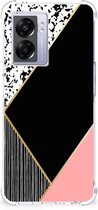 Smartphone hoesje OPPO A77 5G | A57 5G TPU Silicone Hoesje met transparante rand Black Pink Shapes