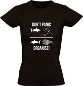 Don't panic Dames T-shirt | team | samenwerking | together | samen | motivatie | motiveren | haai | vissen