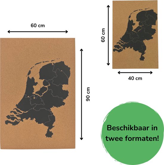 Prikbord Nederland – Fotofabriek Prikbord kurk – Memobord – Prikbord 60x90 cm (Large) - Merkloos