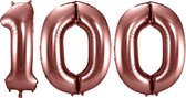 Folat Folie ballonnen - 100 jaar cijfer - brons - 86 cm - leeftijd feestartikelen