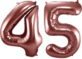 Folat Folie ballonnen - 45 jaar cijfer - brons - 86 cm - leeftijd feestartikelen