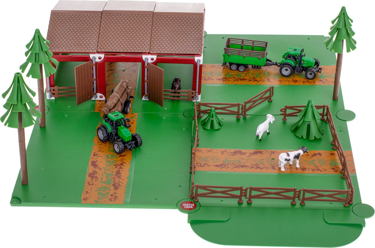 Boerderij speelgoed set – schuur met dieren en hekjes
