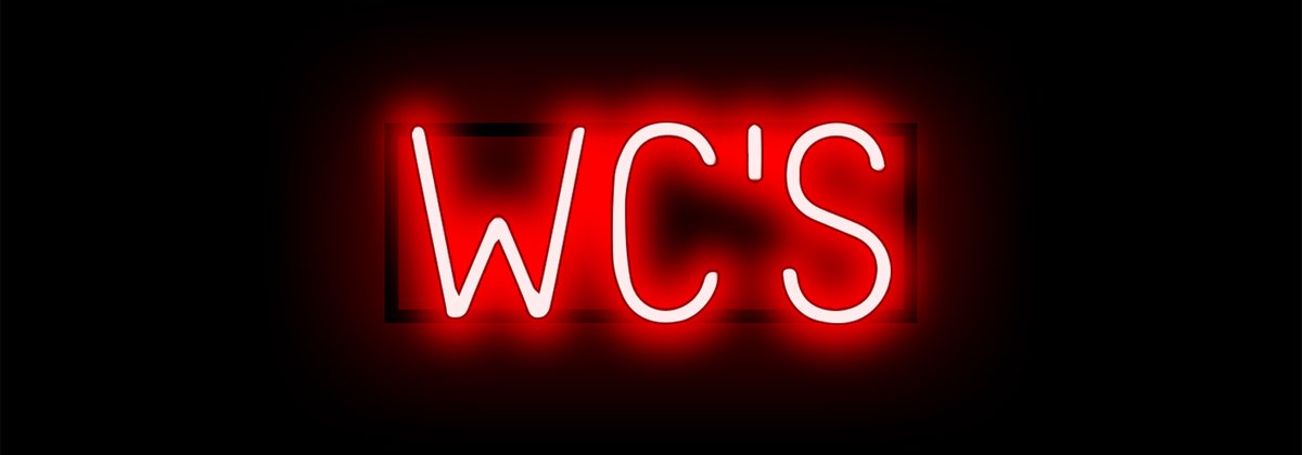 WC'S - Lichtreclame Neon LED bord verlicht | SpellBrite | 39,08 x 16 cm | 6 Dimstanden & 8 Lichtanimaties | Reclamebord neon verlichting