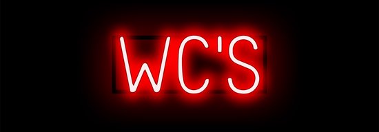 WC'S - Reclamebord Neon LED bord verlichting - SpellBrite - 41,6 x 16 cm rood WC bord - 6 Dimstanden - 8 Lichtanimaties - Toiletten
