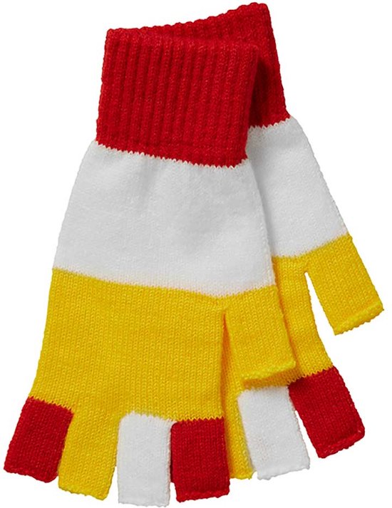 Gants sans doigts - Gants de carnaval - Gants de carnaval rouge/blanc/jaune - taille unique - Gants sans doigts femmes - Gants sans doigts hommes - gants sans doigts - Apollo