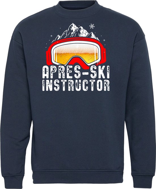 Sweater Apres Ski Instructor | Apres Ski Verkleedkleren | Ski Pully Heren | Foute Party Ski Trui | Navy | maat 3XL