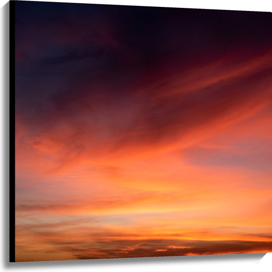 Canvas - Oranjekleurige Lucht van Zonsondergang - 100x100 cm Foto op Canvas Schilderij (Wanddecoratie op Canvas)