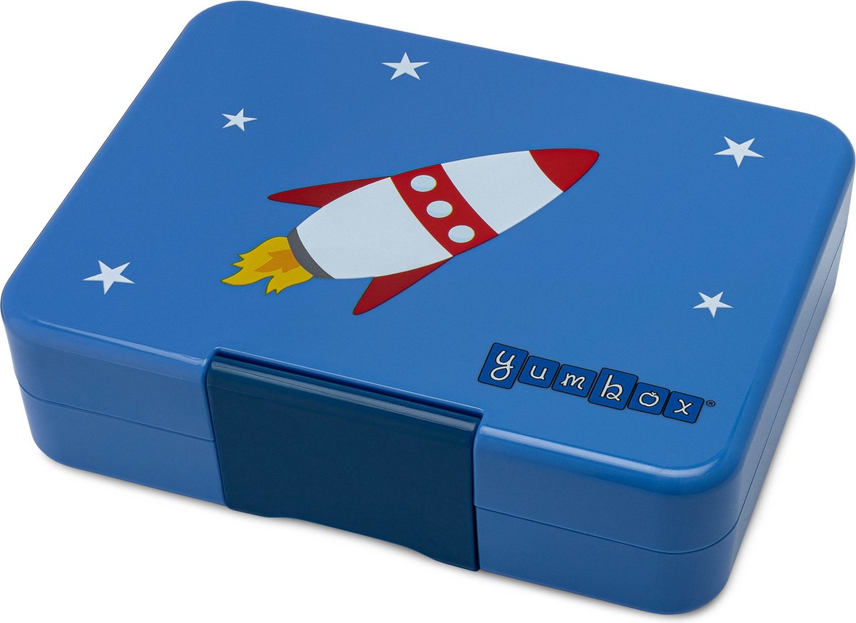 Yumbox Snack - lekvrije Bento box lunchbox - 3 vakken - True Blue Space / Raket tray