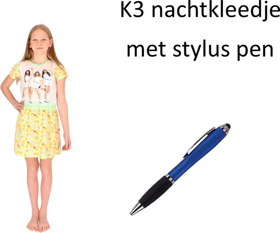 K3 Nachtkleed - Slaapkleed - Nachthemd Lemons girls. Maat 98/104 cm - 3/4 jaar met Stylus Pen.
