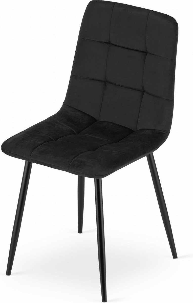 KARA - Velvet eetkamerstoel - zwart - set van 4 eetstoelen