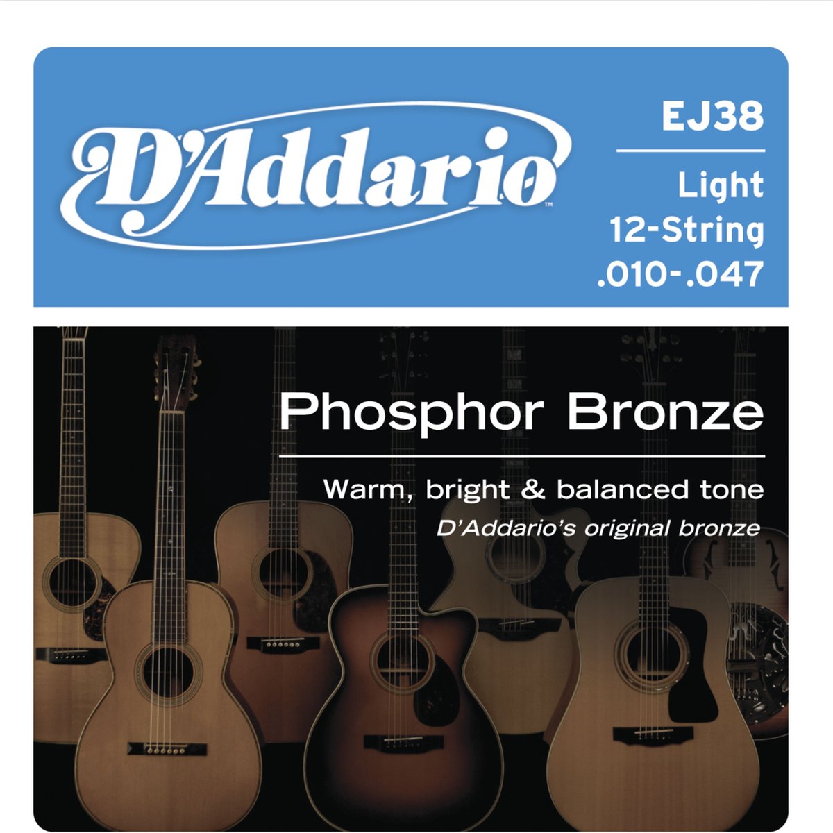 D'Addario EJ38 Hosphor Bronze Light 12-String 10-47