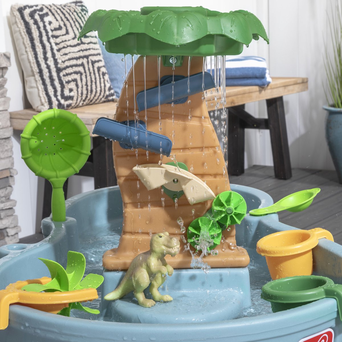 Step2 Dino Showers Watertafel - incl. 13-delig accessoireset - Waterspeelgoed voor kind - Activiteitentafel met water voor de tuin / buiten — afbeelding 10