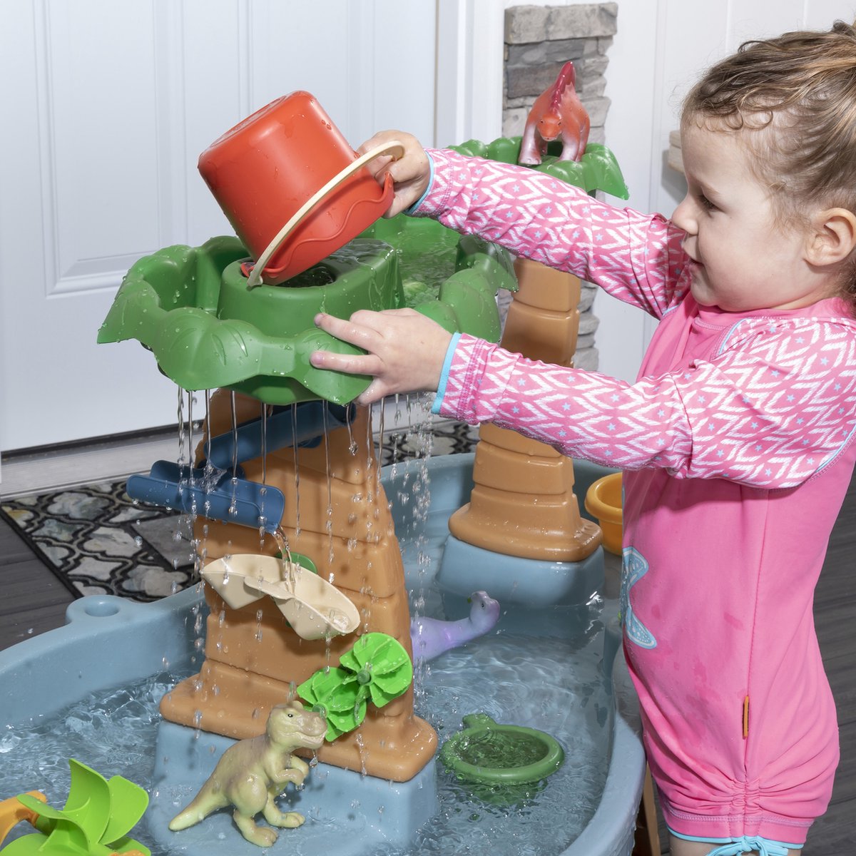 Step2 Dino Showers Watertafel - incl. 13-delig accessoireset - Waterspeelgoed voor kind - Activiteitentafel met water voor de tuin / buiten — afbeelding 15