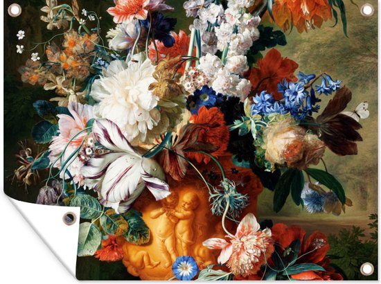 Kunst - Oude meesters - Boeket bloemen in een urn - Tuindoek
