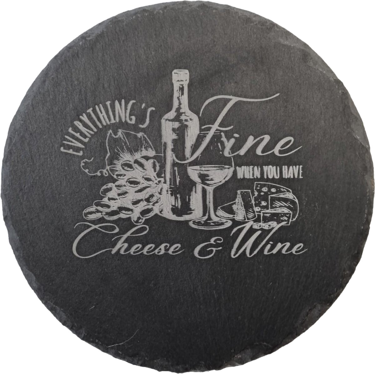 LBM - Everything is fine when you have cheese & wine serveerplateau - leisteen - 20 cm