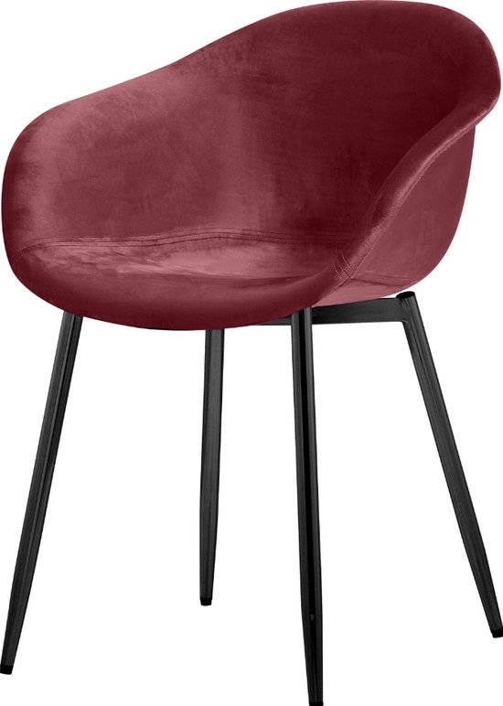 Velvet Kuipstoel Bordeaux Rood | Zwart Metalen Onderstel | Uitverkoop korting