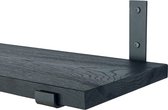 GoudmetHout Massief Eiken Wandplank - 40x25 cm - Zwart eiken - Industriële plankdragers L-vorm UP mat blank - Staal - Zwarte wandplank