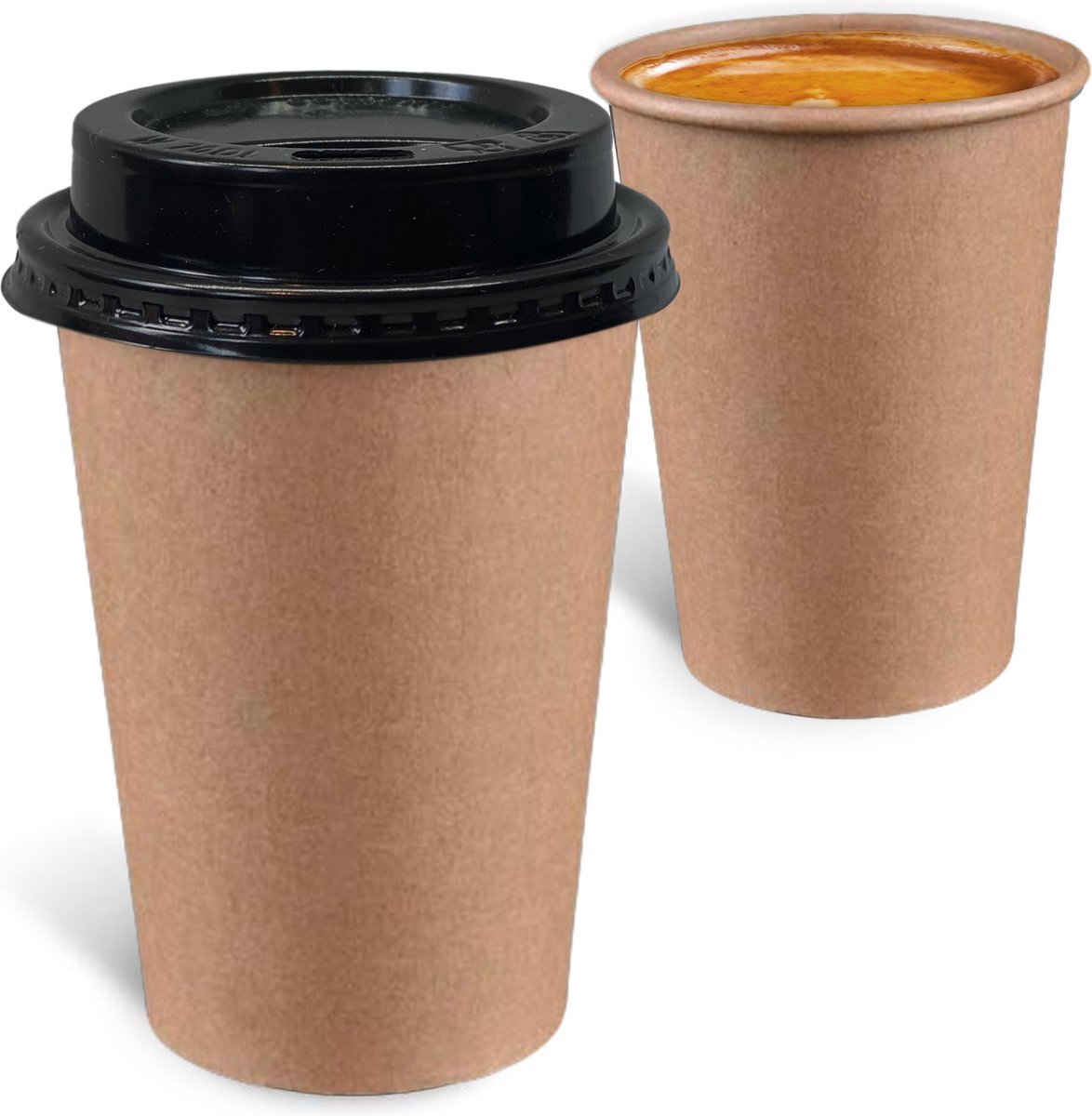 Koffiebeker Karton 70,3mm 180ml 7oz Vendingcup Bruin 100 Stuks + deksels - wegwerp papieren bekers - drank bekers - milieuvriendelijk - Merkloos