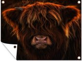 Muurdecoratie buiten Schotse hooglander - Licht - Dier - 160x120 cm - Tuindoek - Buitenposter