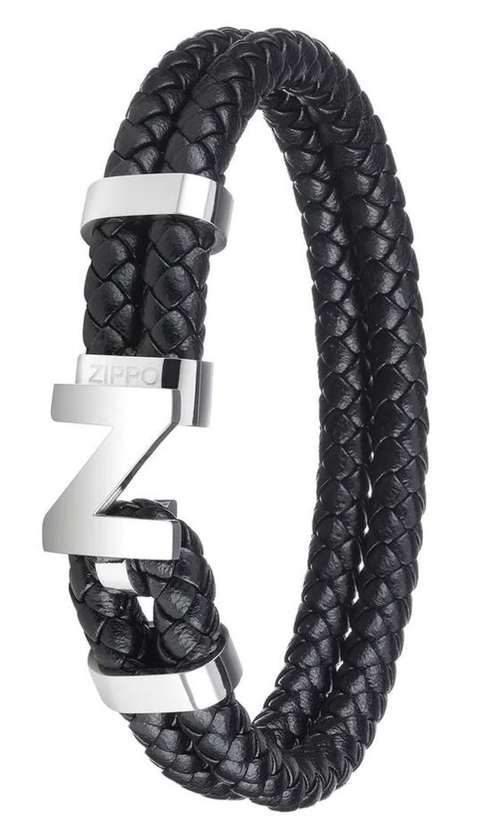 Zippo Steel Braided Leather Armband 