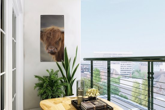 Affiche de jardin Highlander écossais - Cornes - Cheveux - 30x60 cm - Toile de jardin - Affiche extérieure