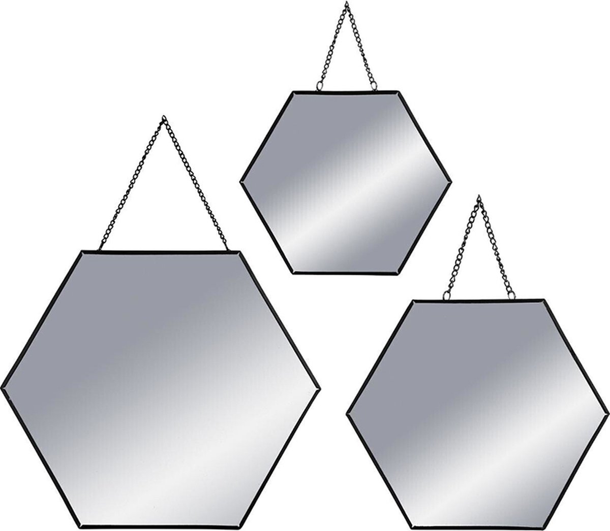 Ketting zeshoeken van hangende spiegels (veel van 3) - Verre, acier, mousse EVA - Zwart - Zwart - SILUMEN